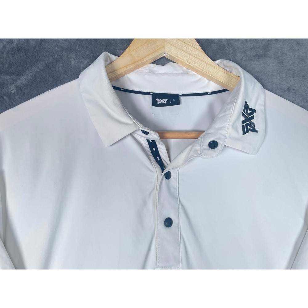 PXG Mens Large Polo Shirt White Black Golf Parsons Xtreme Golf